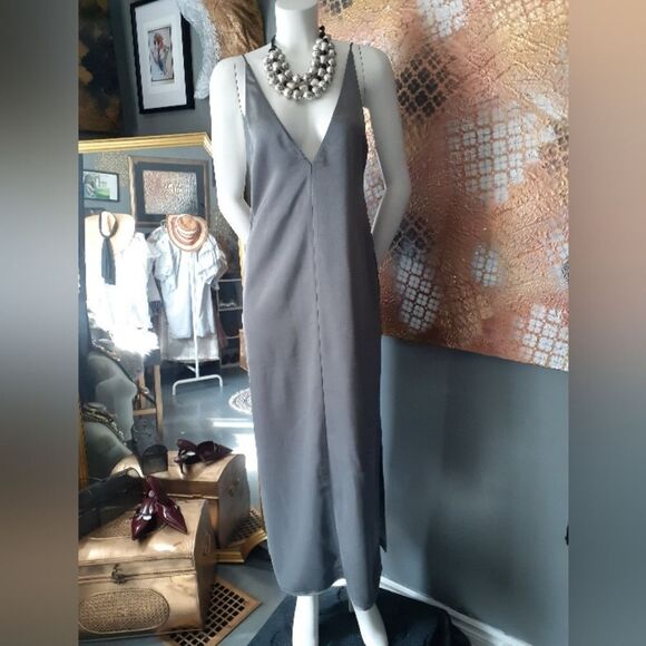NWT Zara Elegant Gray Maxi Slip Dress - Picture 13 of 15